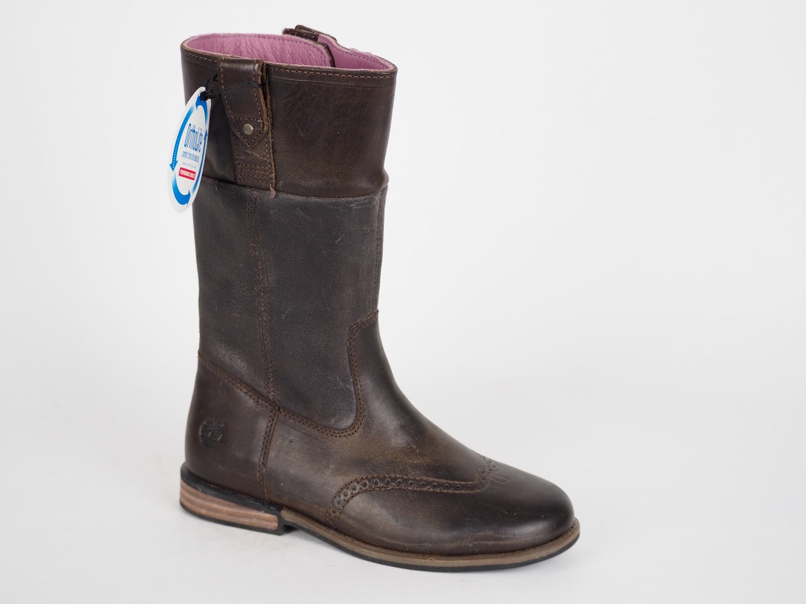 Girls Timberland Brixham Tall Zip 31706 Brown Leather Lace Up Winter Boots