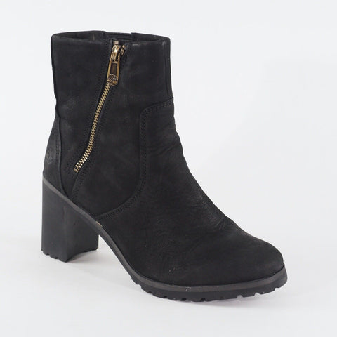 Womens Timberland Allington A22BA Black Leather Side Zip Up Casual Ankle Boots