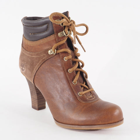 Womens Timberland EK Wingate Hiker 8614R Brown Leather Lace Up High Heeled Boots