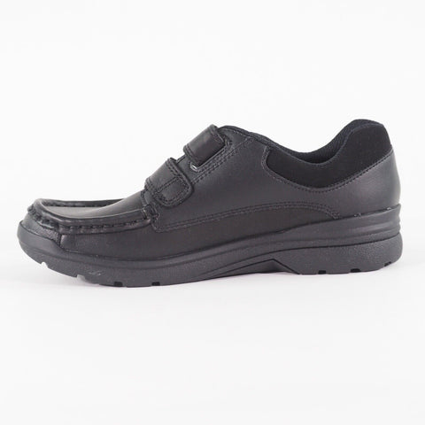 Boys Clarks Obie Play Black Leather Double Strap School Walking Shoes