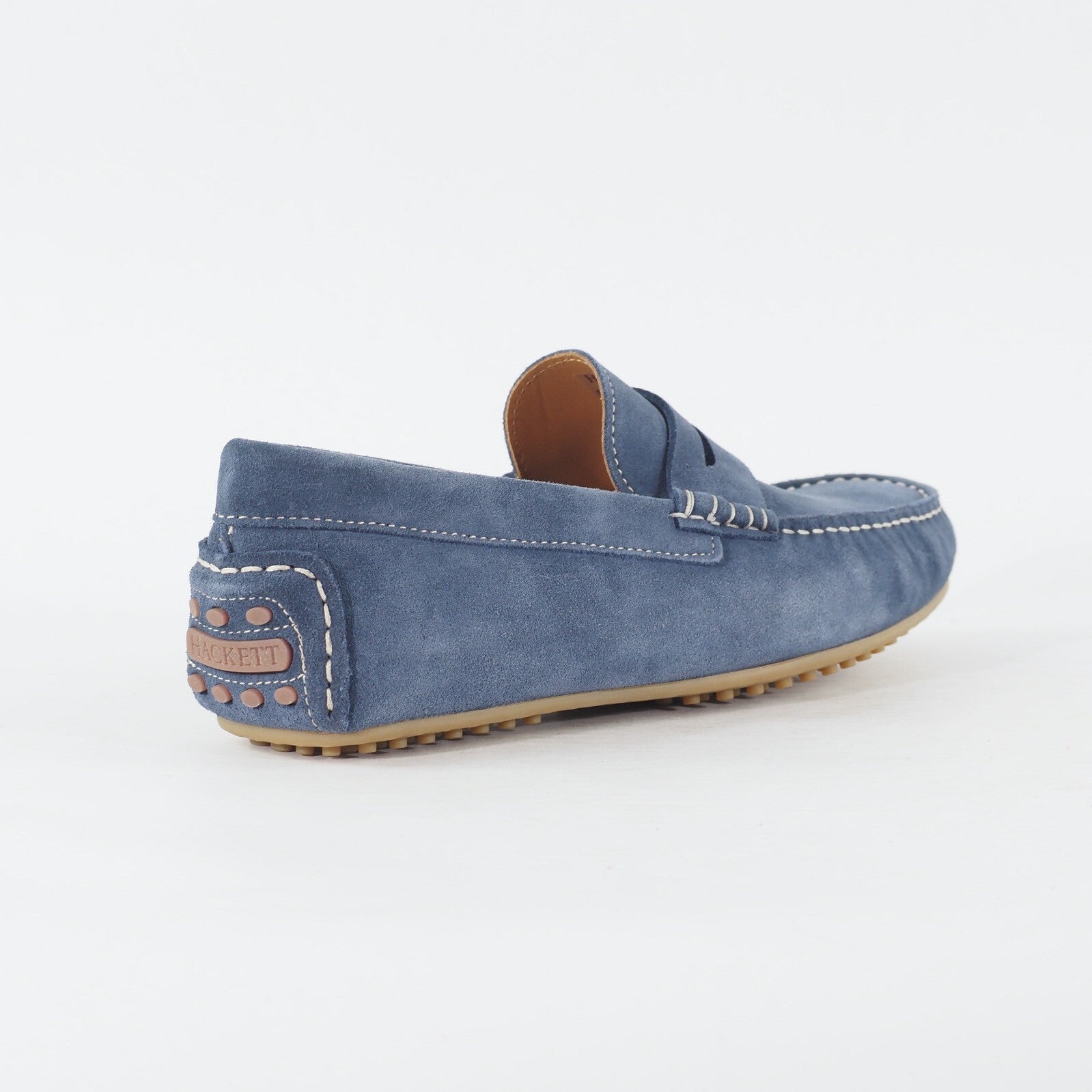 Mens Hackett London HMS20780 551 Richmond Driver Blue Leather Slip On Loafers