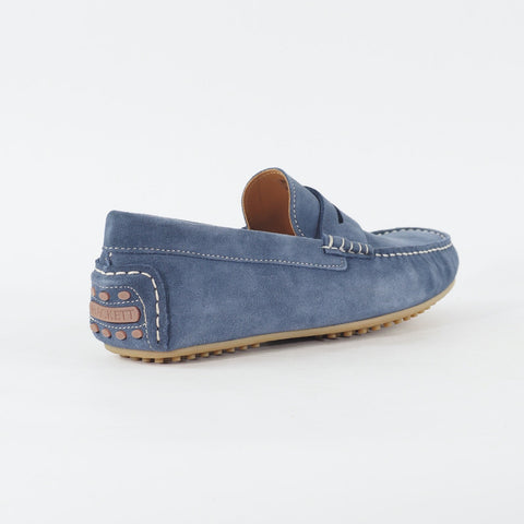 Mens Hackett London HMS20780 551 Richmond Driver Blue Leather Slip On Loafers