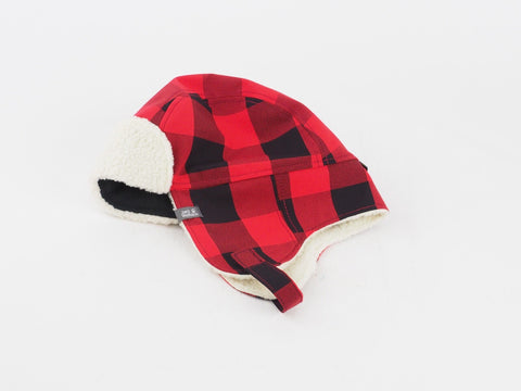 Boys Jack Wolfskin Stormlock Buffalo Shapka Checked Red Winter Hat