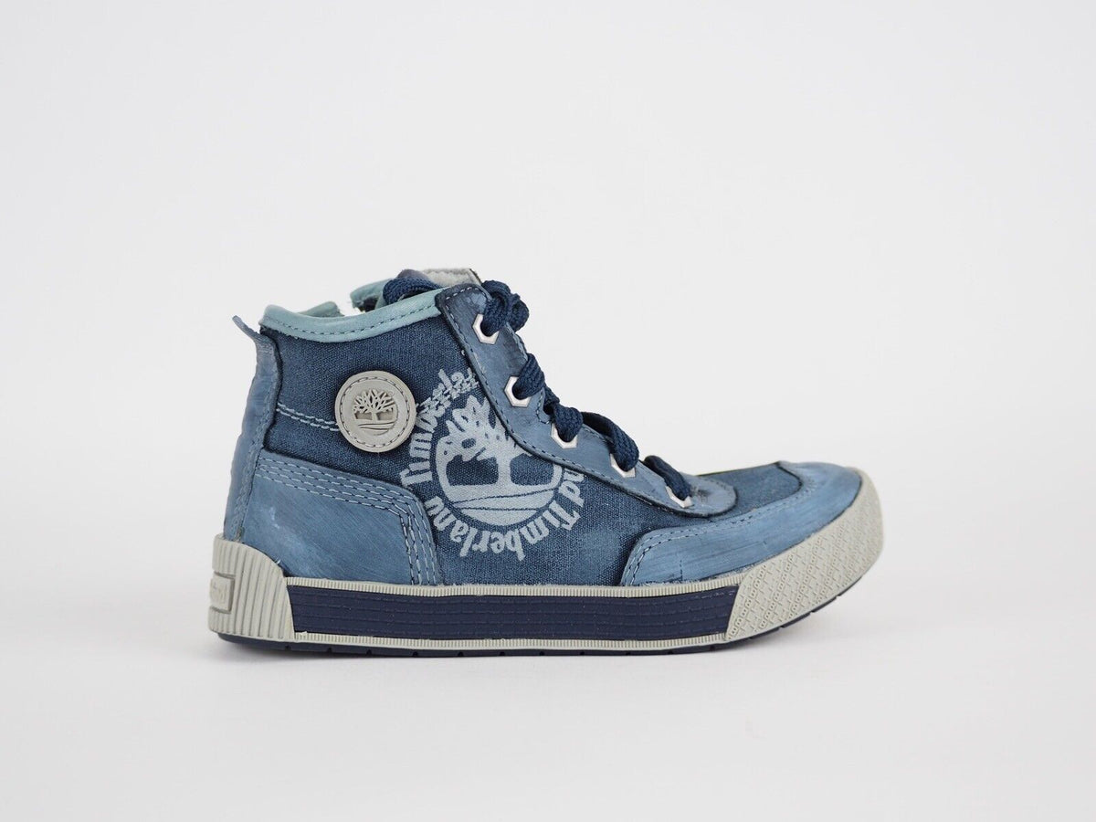 Infants Timberland Metro Network 80825 Blue Leather Baby Shoes Side Zip Trainers