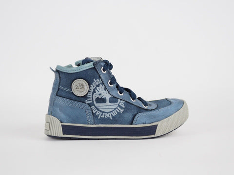 Infants Timberland Metro Network 80825 Blue Leather Baby Shoes Side Zip Trainers