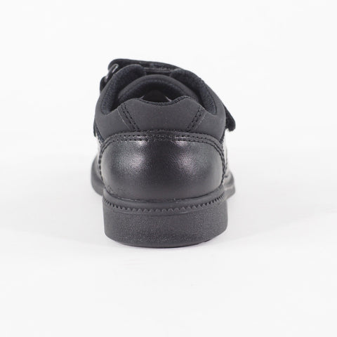 Boys Clarks Deaton Pre Black Leather Double Strap School Walking Kids Shoes