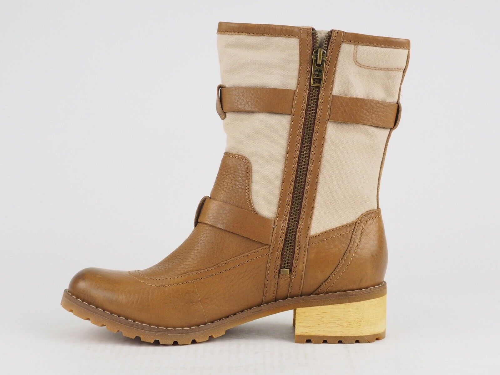 Womens Timberland Apley 8 Inch 3839R Brown Leather Side Zip Casual Tall Boots