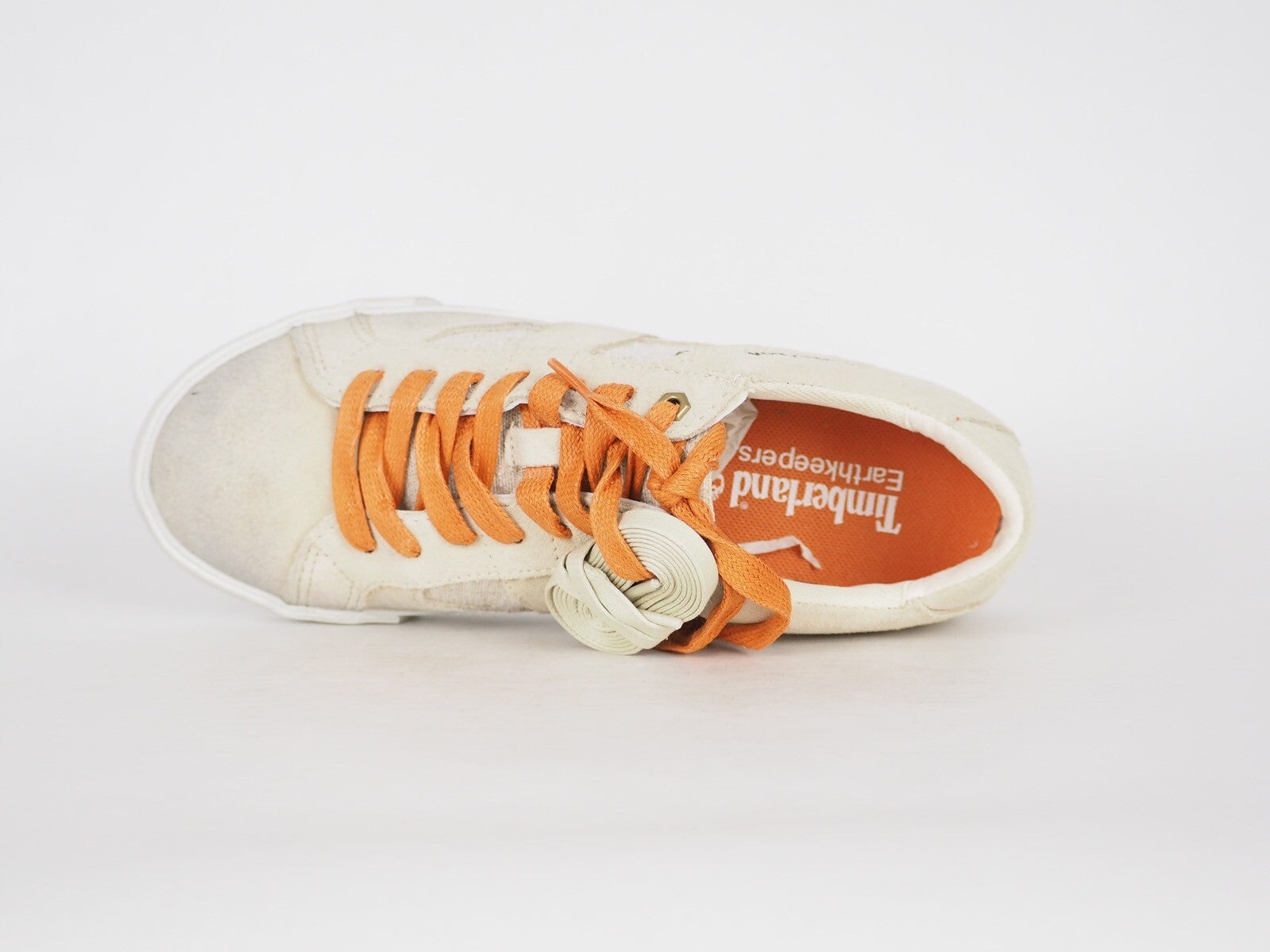 Womens Timberland EK Glstnbry 8233B Beige Leather Lace Up Trainers Casual Shoes