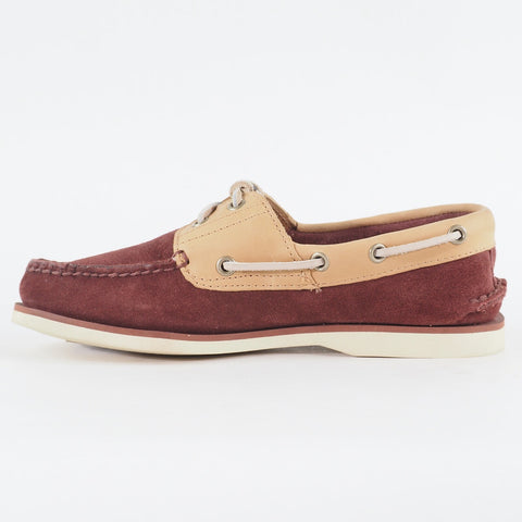 Mens Timberland Classic 2 Eyed 29586 Burgundy Leather Lace Up Casual Boat Shoes