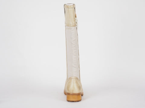 Womens Timberland Brogue Canvas 11621 Leather Fabric Pull On Tall Boots