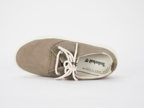 Toddlers Timberland Canvas A1JCF Taupe Casual Light Lace Up Trainers Kids Shoes