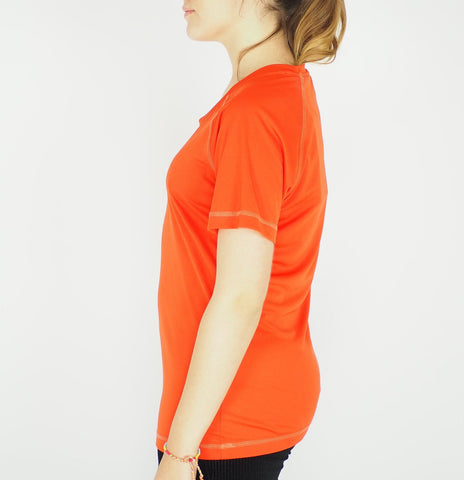 Womens Jack Wolfskin Rock Chill 1804501 Dark Coral Shortsleeve Hiking Shirt 