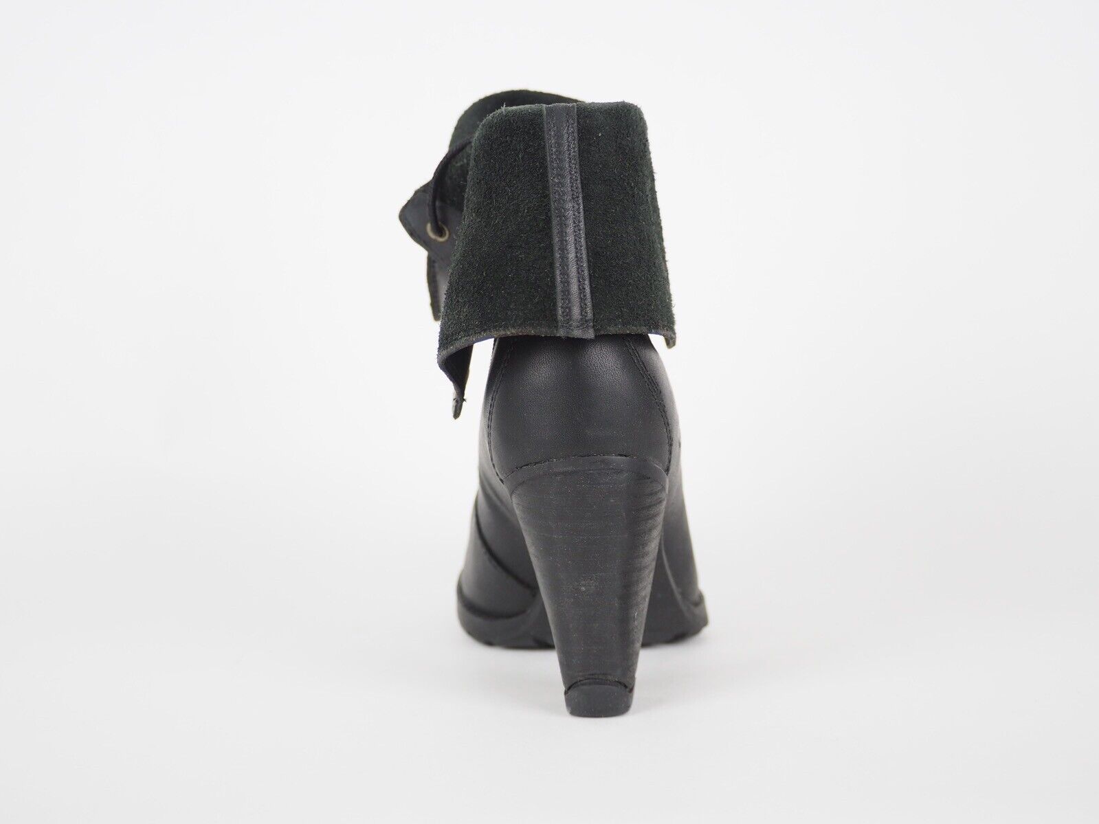 Womens Timberland EK Strap 8622A Black Leather Fold On High Heel Winter Boots