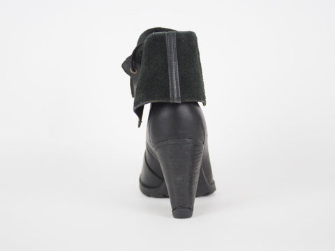 Womens Timberland EK Strap 8622A Black Leather Fold On High Heel Winter Boots