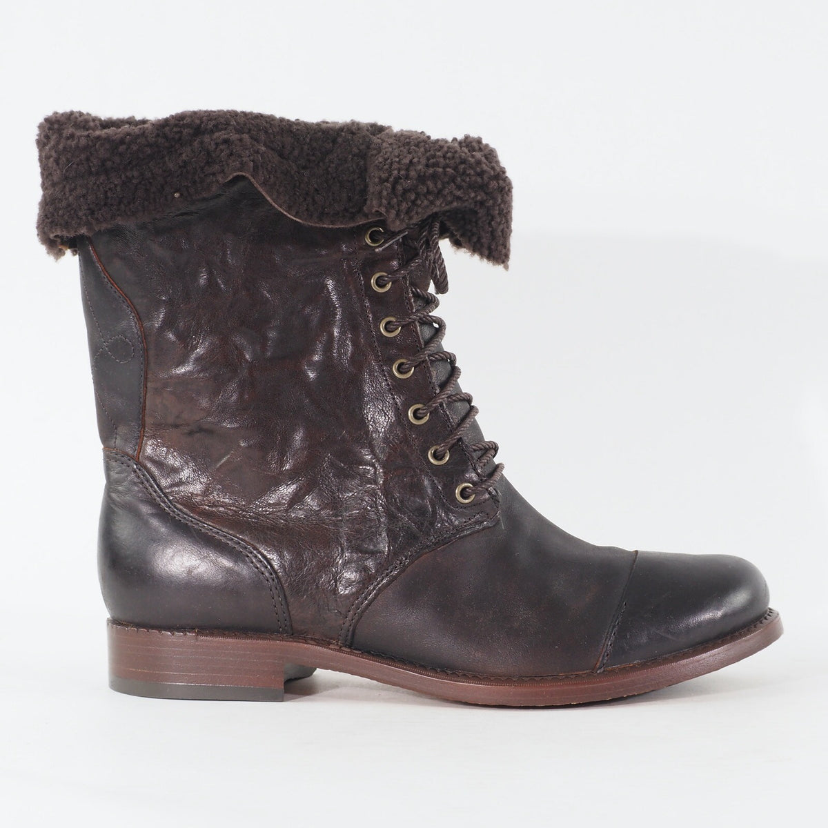 Womens Timberland Lucille 10 Inch 25687 Dark Brown Leather Lace Up Casual Boots