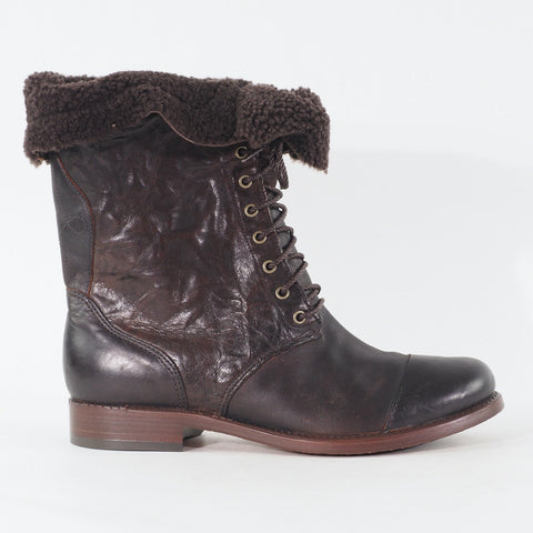 Womens Timberland Lucille 10 Inch 25687 Dark Brown Leather Lace Up Casual Boots