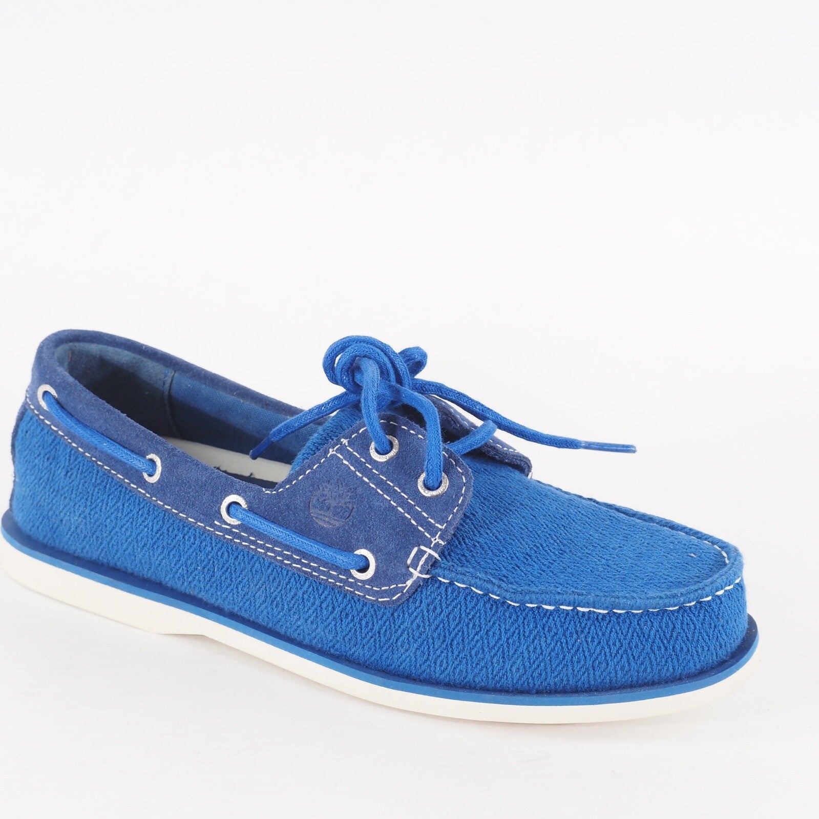 Mens Timberland Classic A16O4 Fabric And Suede Blue Lace Up Casual Boat Shoes