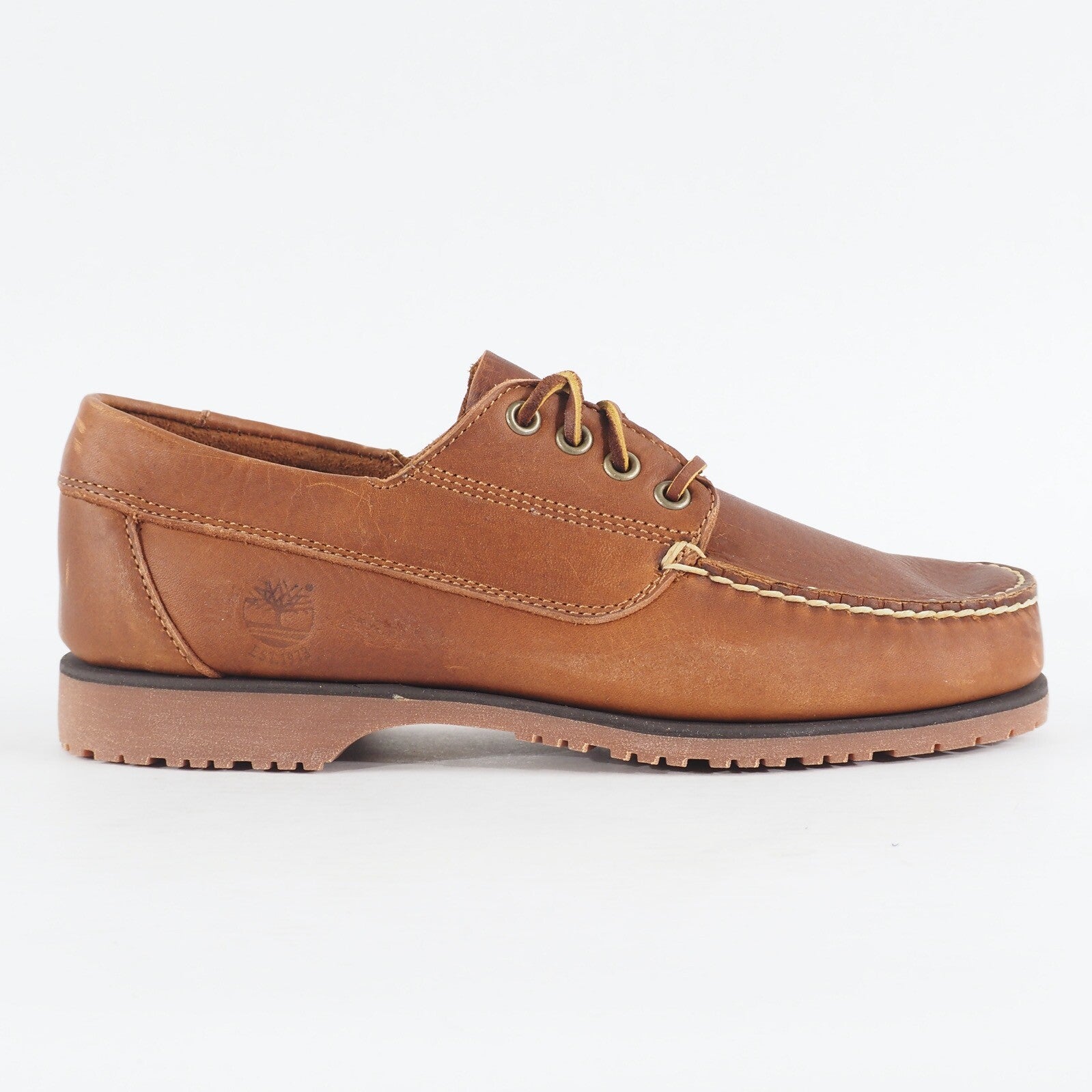 Mens Timberland Elisville 6123R Light Brown Leather Lace Up Casual Boat Shoes