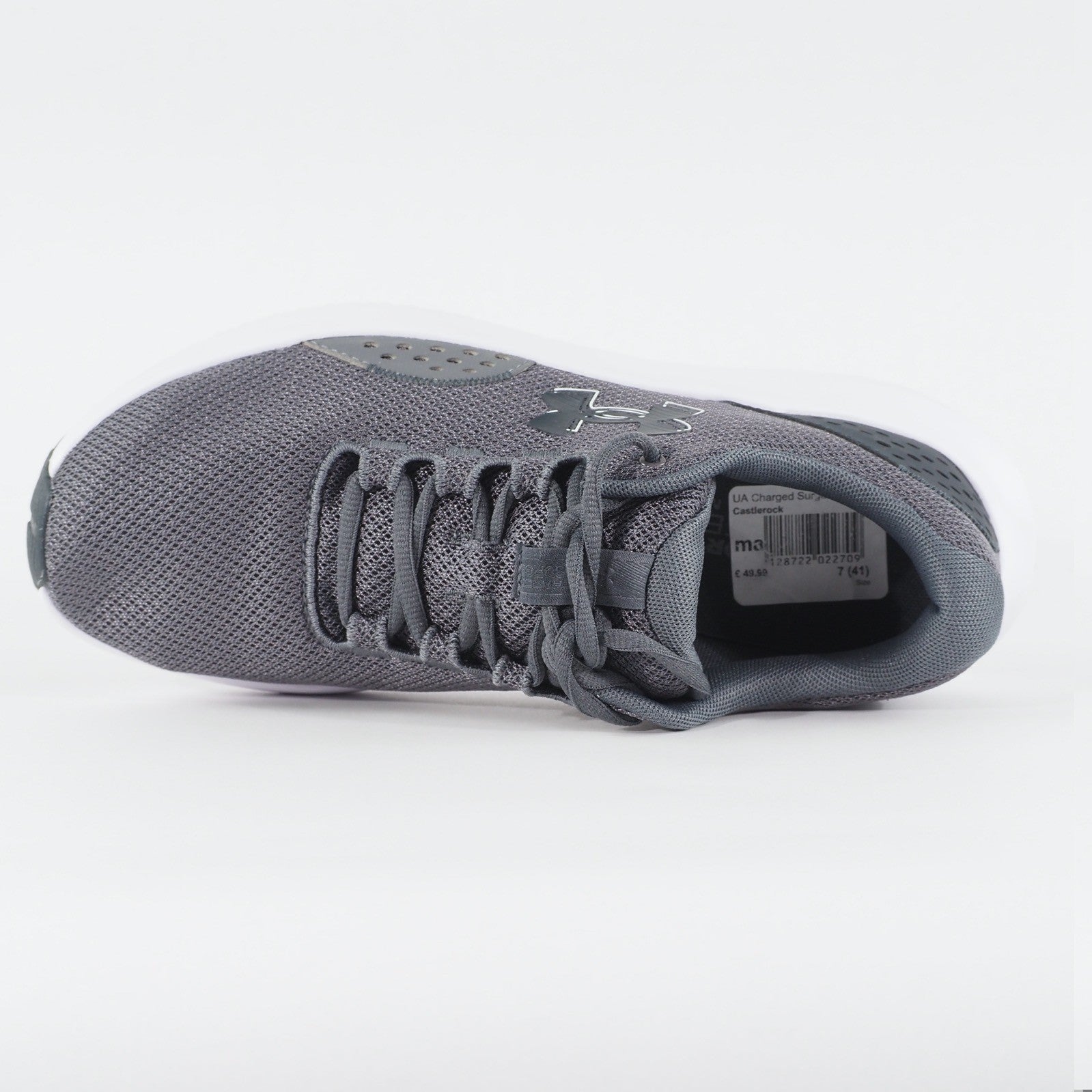 Mens Under Armour Charged Surge 4 Grey Mesh Running Lace Up Sports Trainers
