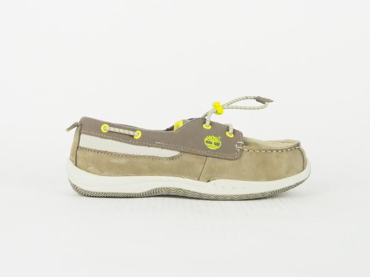 Youths Timberland Classic 2 Eye Boat 2373A Brown Leather Slip On Casual Shoes