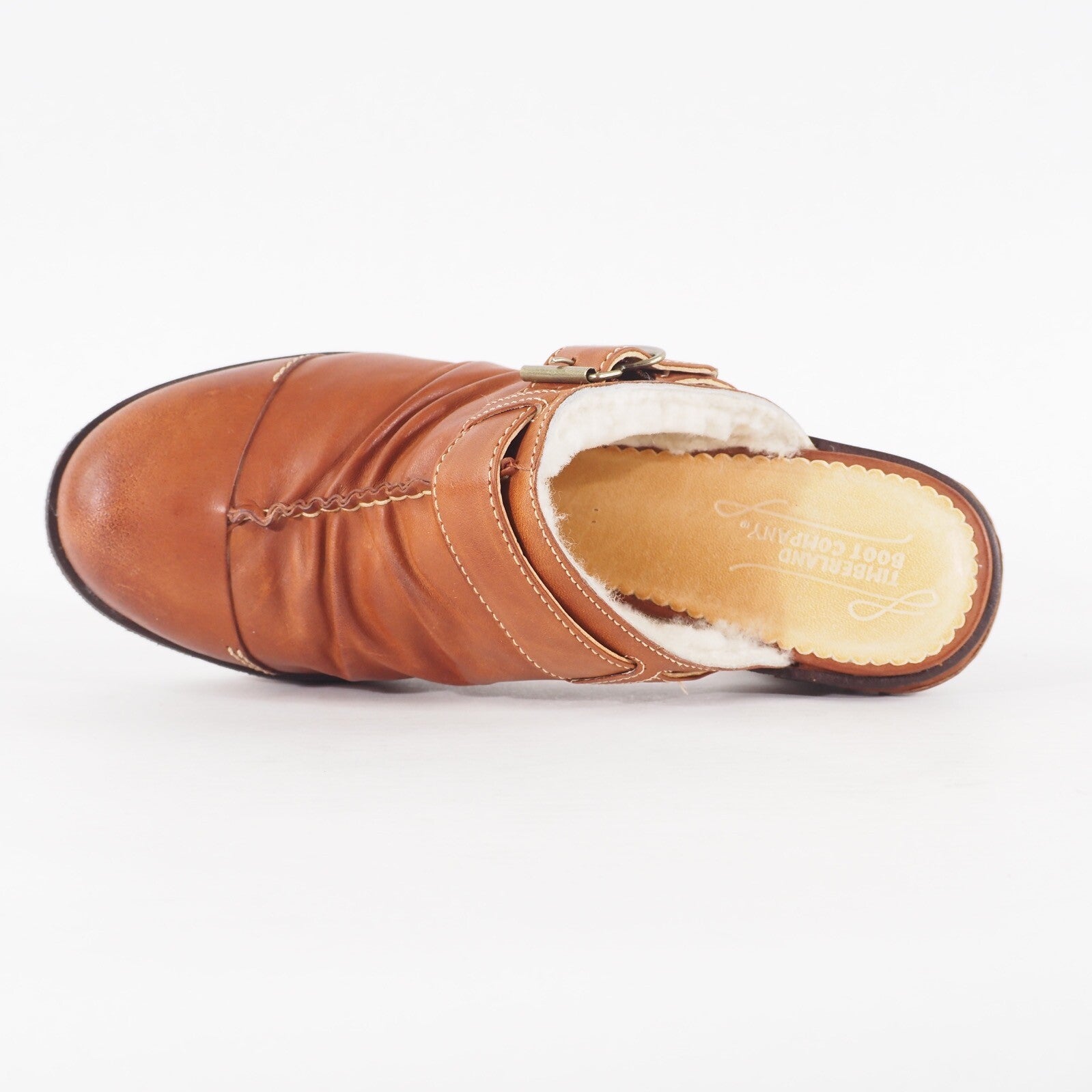 Womens Timberland Marge Wood 25677 Tan Leather Clog Heeled Occasion Shoes