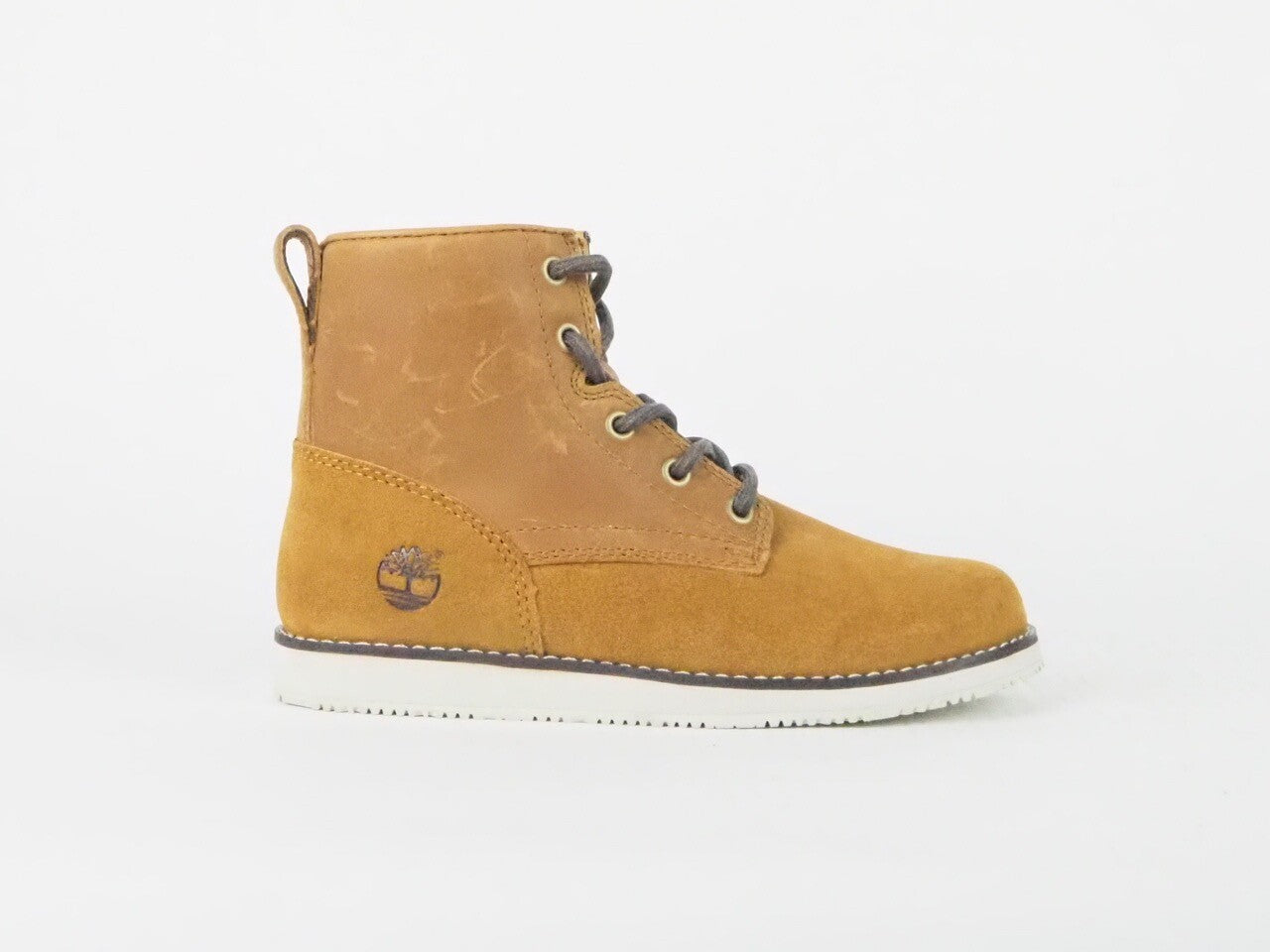 Kids Timberland Chukka A1A2N Brown Leather Lace Up Front Side Zip Boots