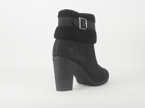 Womens Timberland Atlantic Heights Fur Collar A16CB Black Leather Boots  