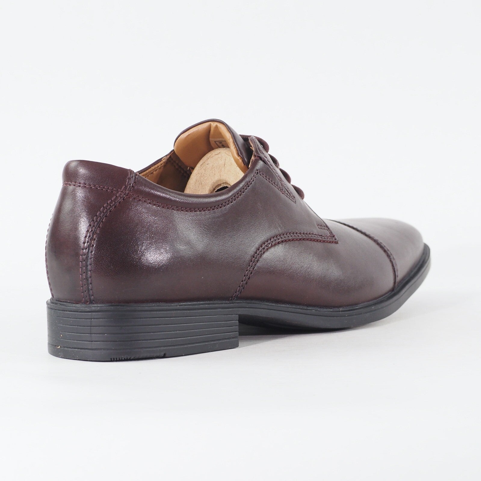 Mens Clarks Tilden Cap 15770 Dark Wine Leather Lace Up Low Formal Shoes