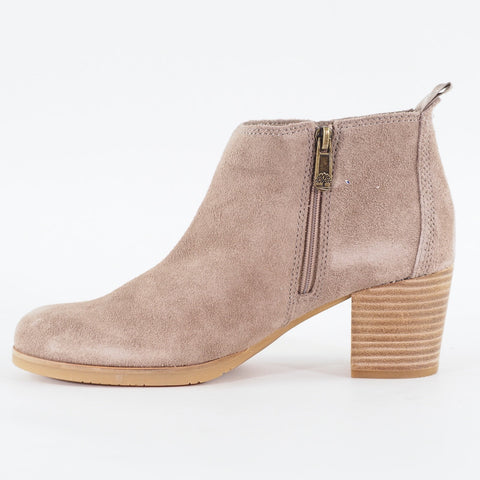 Womens Timberland Eleanor A1XTN Light Taupe Leather Zip Up Heeled Ankle Boots