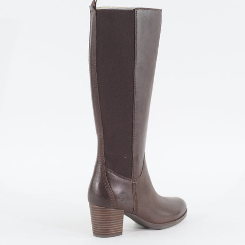 Womens Timberland Eleonor Street A1S9N Brown Leather Zip Up Casual Tall Boots