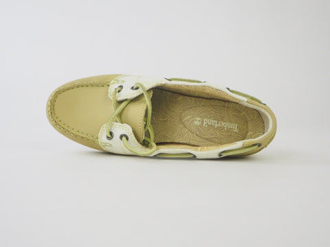 Womens Timberland Classic 2 Eye 27615 Green Leather Textile Boat Shoes