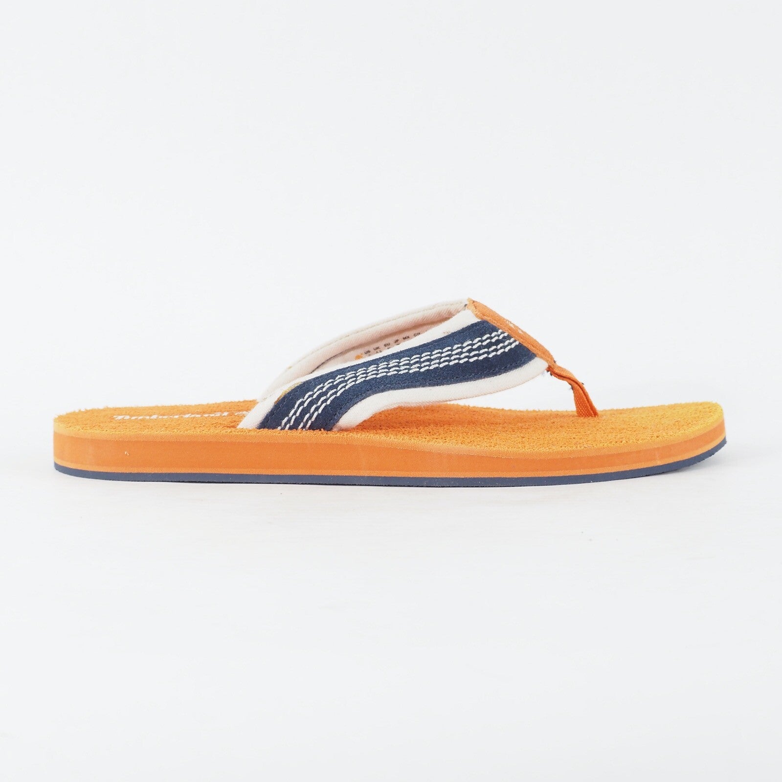 Mens Timberland Dunes Flip-Flop A13ZL Orange Navy Leather Thong Flip Flop
