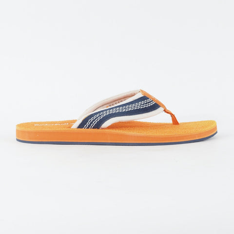 Mens Timberland Dunes Flip-Flop A13ZL Orange Navy Leather Thong Flip Flop
