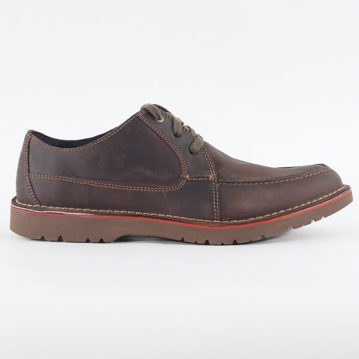 Mens Clarks Vargo Vibe Dark Brown Leather Lace Up Casual Light walking Shoes
