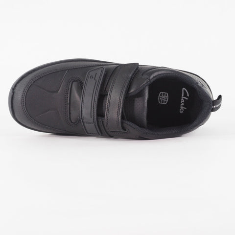 Boys Clarks Reflectace Black Double Strap School Walking Light Kids Shoes