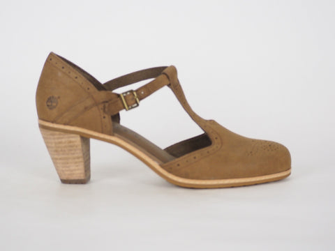 Womens Timberland Montvale 8047R Light Brown Leather Casual High Heel Shoes