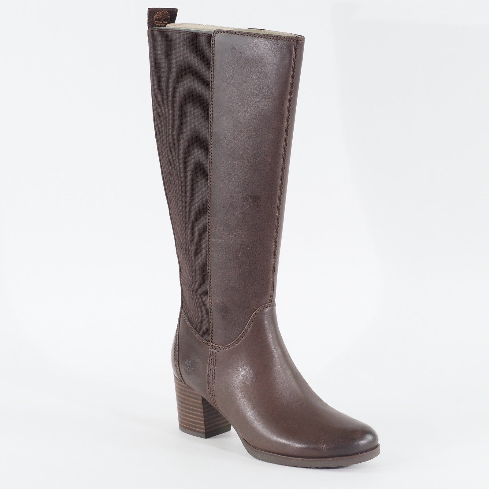 Womens Timberland Eleonor Street A1S9N Brown Leather Zip Up Casual Tall Boots