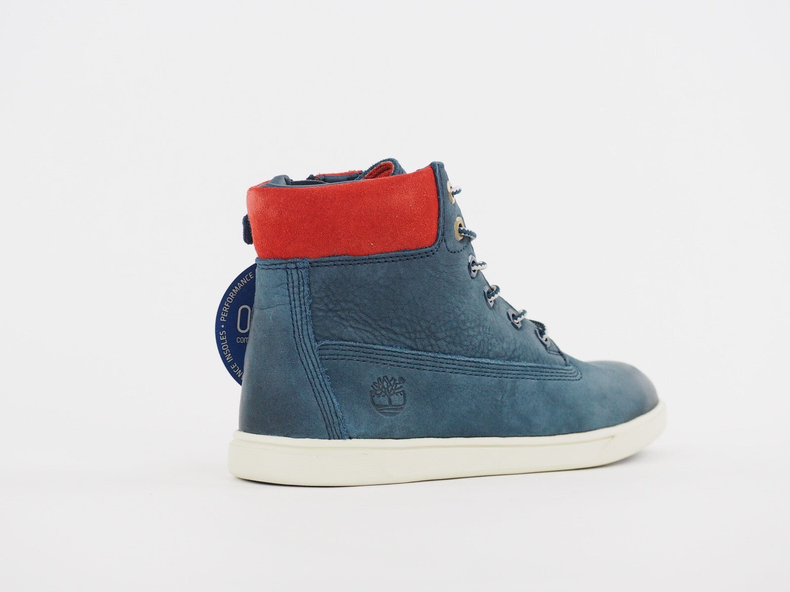 Boys Timberland Groveton A18K9 Blue Leather Side Zip Trainers Kids Chukka Boots