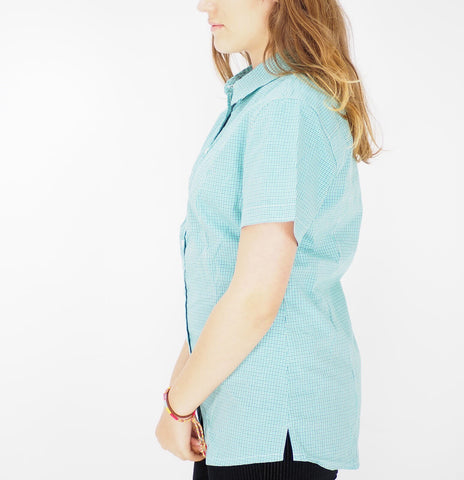 Womens Jack Wolfskin 1401611 Green Lake Checks Button Up Shortsleeve Shirt