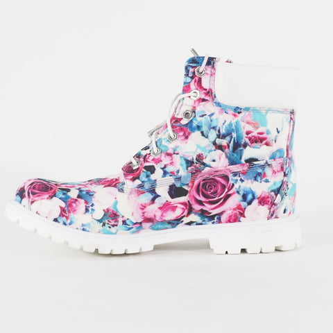 Womens Timberland 6 Inch Flower Print A1846 Fabric Lace Up Casual Walking Boots