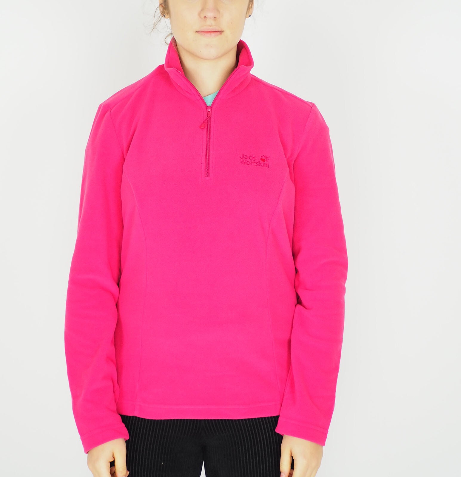 Womens Jack Wolfskin Gecko Fleece Azalea Red Half Zip Long Sleeved Top