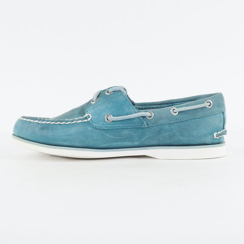 Mens Timberland Classic 2 Eye 29596 Teal Leather Lace Up Casual Boat Shoes