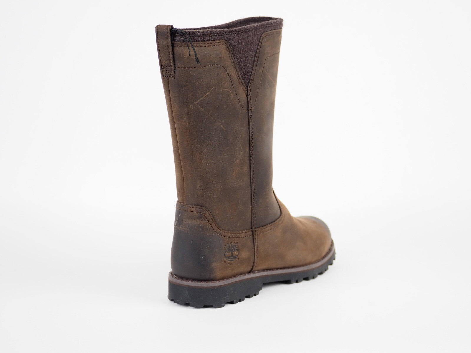 Boys Timberland EK A17EE Dark Brown Leather Casual Tall Pull Up Winter Boots 