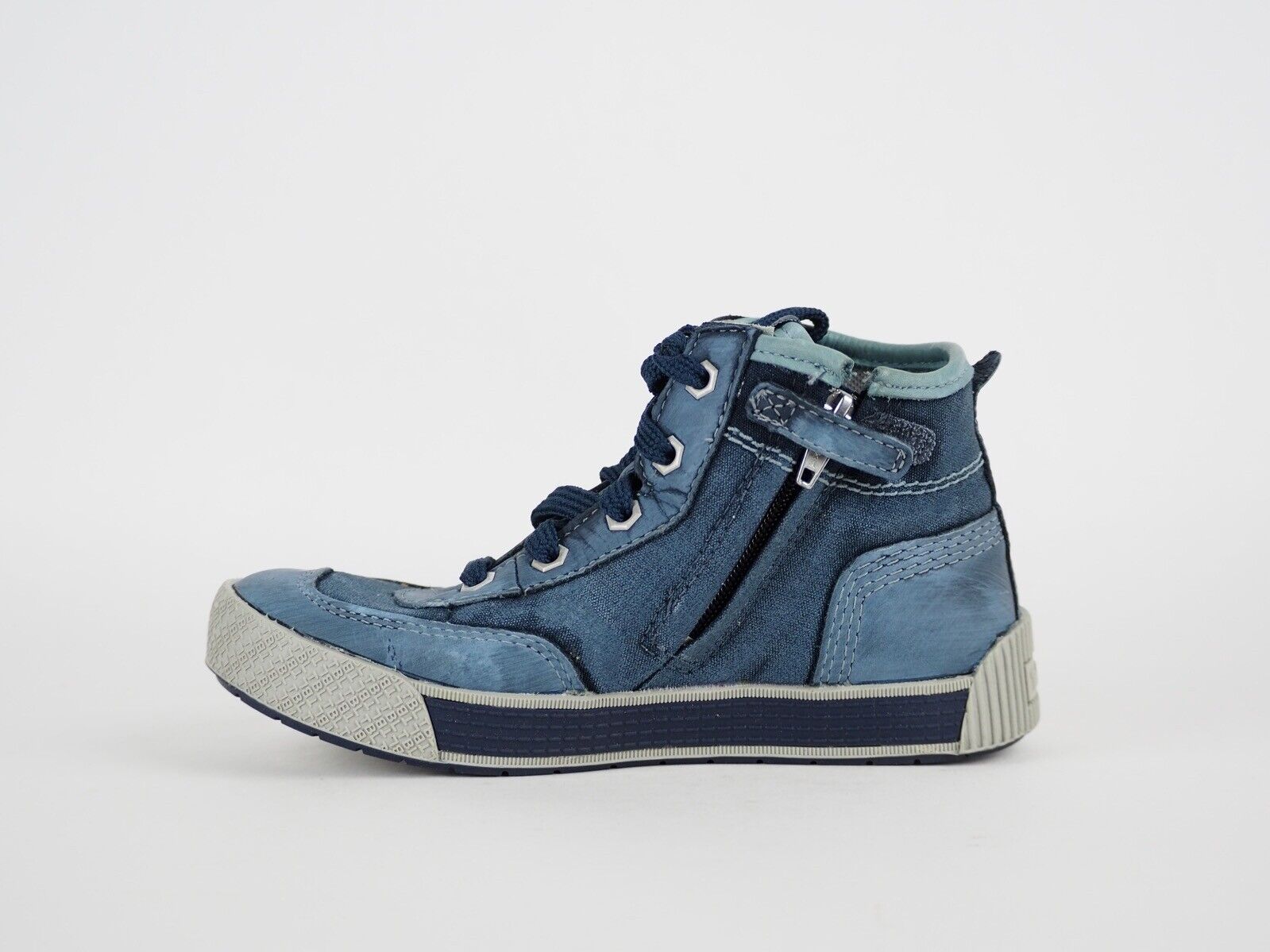 Infants Timberland Metro Network 80825 Blue Leather Baby Shoes Side Zip Trainers