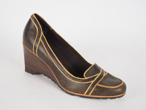 Womens Timberland Carisa Skv 61690 Brown Leather Slip On Wedge Shoes