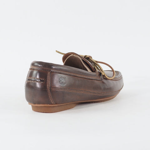 Mens Timberland EK City 1 Eye 5000R Dark Brown Leather Lace Up Casual Boat Shoes