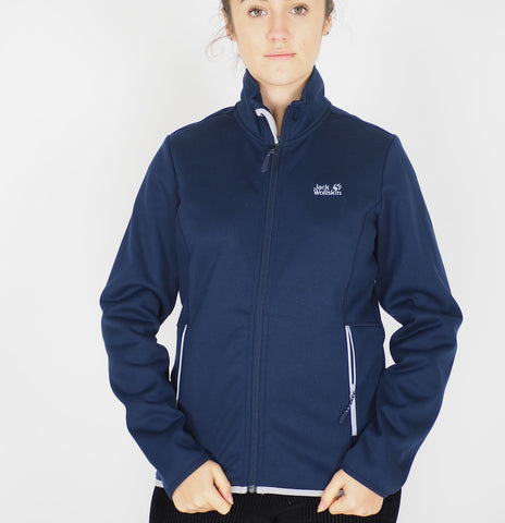 Womens Jack Wolfskin Velour Fleece 1707561 Zip Up Midnight Blue Sweatshirt