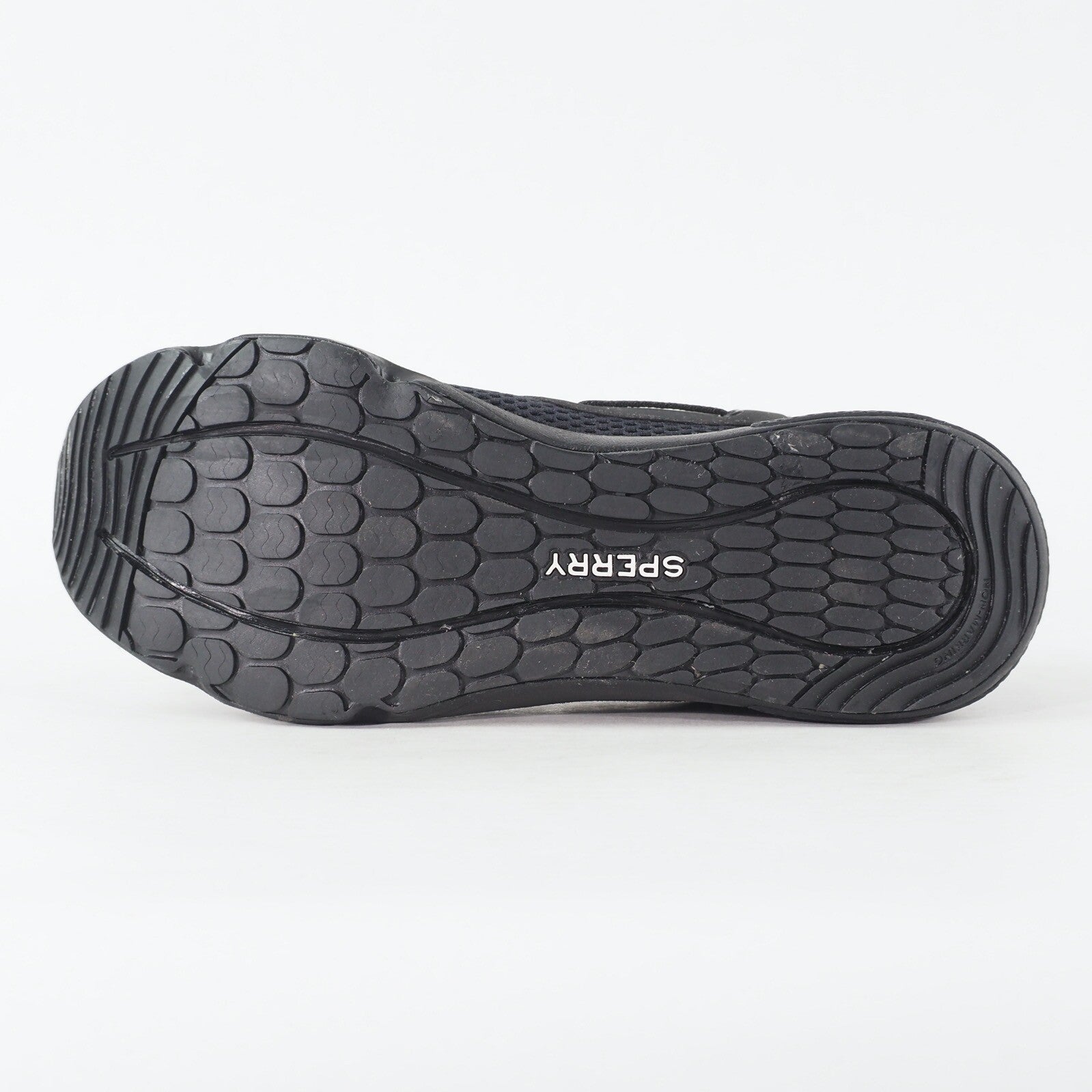 Junior Sperry 7 Seas Flood STS15532 Black Fabric Lace Up Low Top Casual Trainers