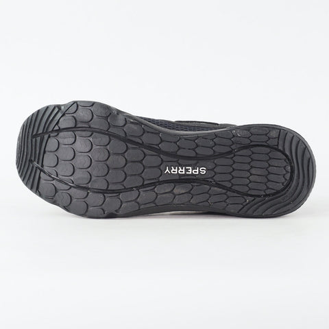 Junior Sperry 7 Seas Flood STS15532 Black Fabric Lace Up Low Top Casual Trainers