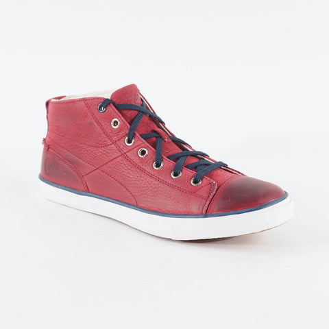 Mens Timberland EK Hootset Camp 5266A Burgundy Leather Casual Hi Top Trainers